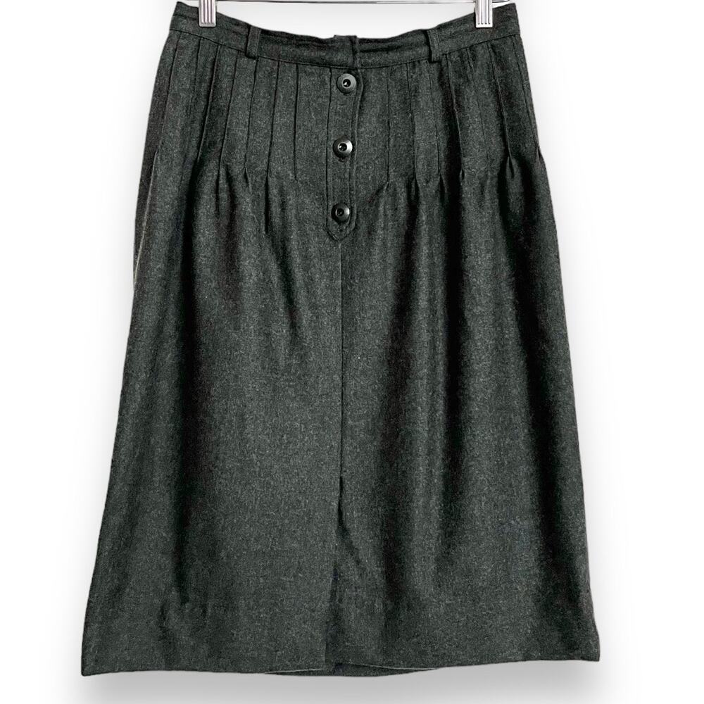 Vintage Valentino Gray Pleated Front Wool Pencil Skirt Women's Size 8